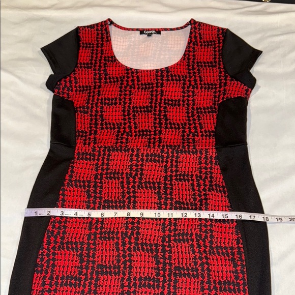 George Red and Black Patterned Midi Sheath Bodycon Dress Women’s Size M - Picture 8 of 10
